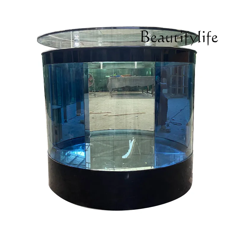 

Round fish tank aquarium living room small cylindrical floor type large arowana turtle goldfish tank
