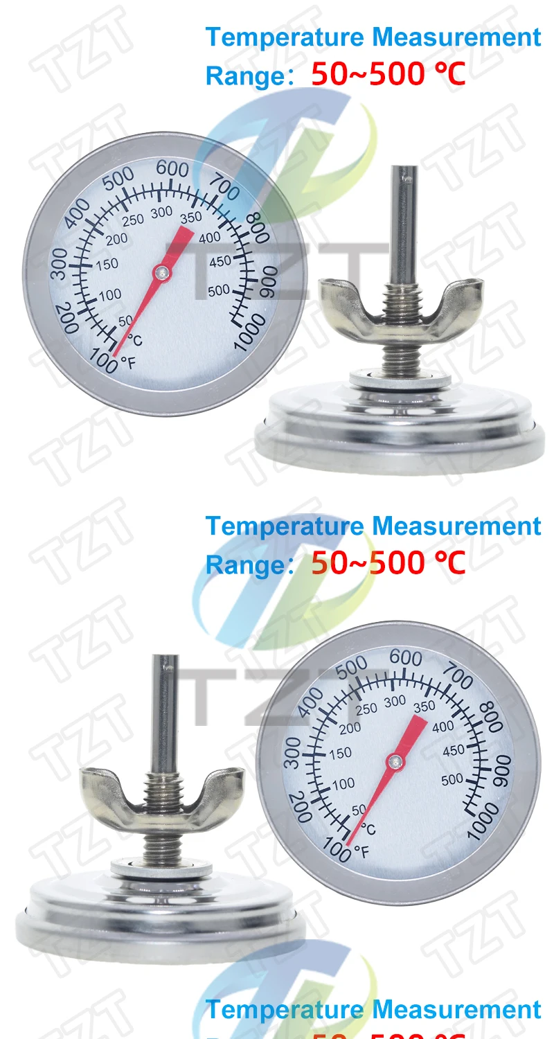 52mm 0-120 Grad Celsius Pizzaofen Thermometer Edelstahl Outdoor Indoor Grill Grill Herd Thermograph Lebensmittel Kochen – Detail 3