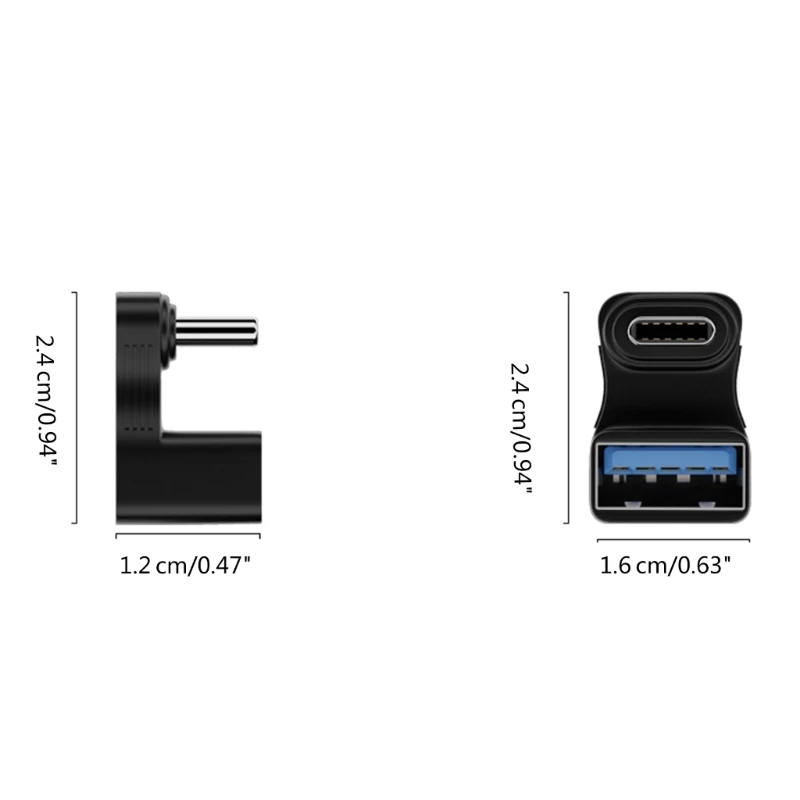 OTG-Adapter, 180° nach oben und unten, U-Form, Typ C auf USB 3.0-Buchse, Verlängerungsadapter für Laptop, Tablet, Mobiltelefon