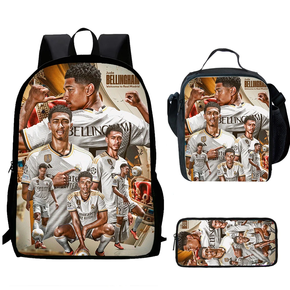 3PCS B-Bellingham Football Print Child School Backpack With Lunch Bags Pencil Bags For,Light Weight Child School Bags image 3