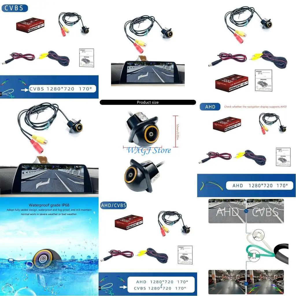 

37JE Car Rear View Camera Night Reversing Auto Parking Camera IP68 Waterproof Auto Backup Monitor