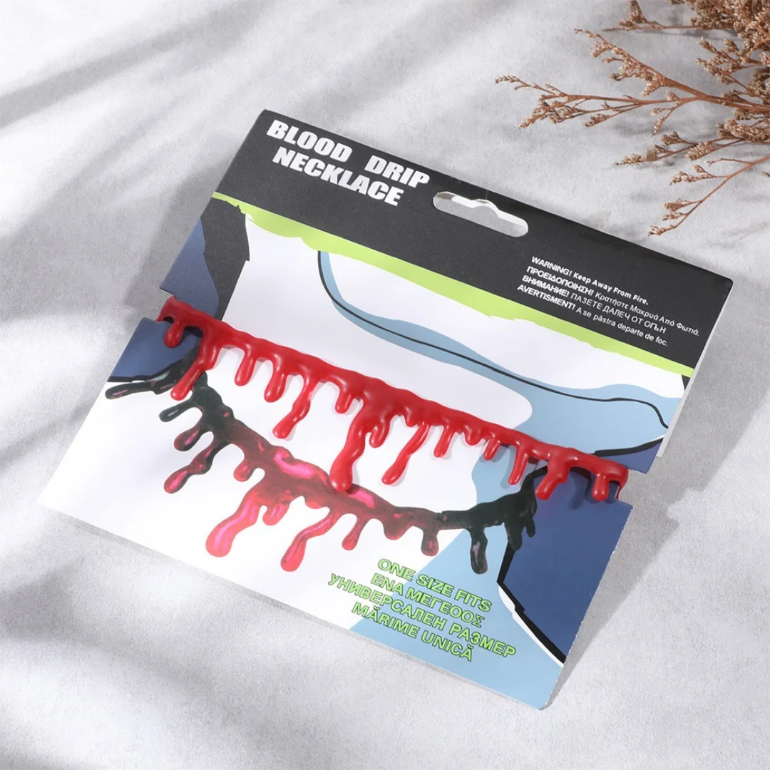 

DUTRIEUX Halloween Bloodstained Prop Choker Neo-Gothic Punk Style Red Fake Blood Plasma Creative Necklace Jewelry Accessory Gift
