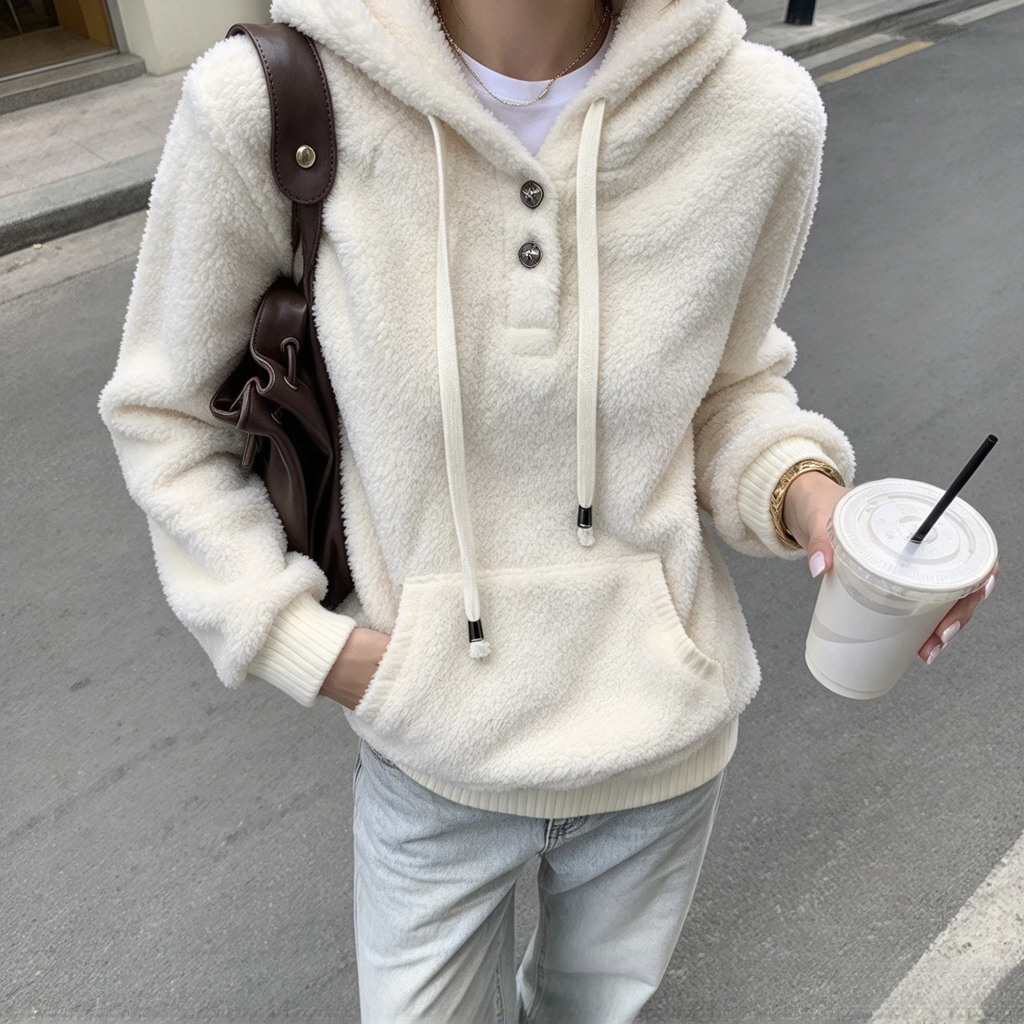 Double Sided Long Plush Coat Soft Skin Friendly Loungewear Cute Fluffy Sweater Can Be Worn Outerwear Or Inner Top