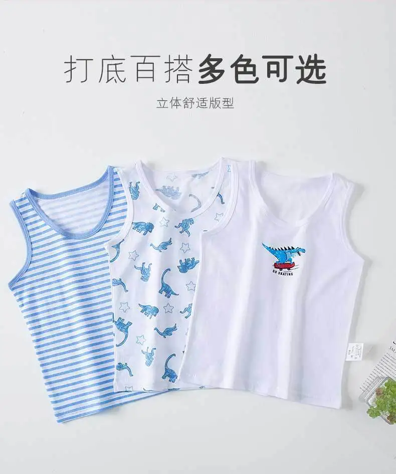 3-teiliges Set Sommer-Kinderwesten Klasse A für Jungen und Mädchen aus reiner Baumwolle, dünne ärmellose Trägerhose, 100% Baumwolle Oberteil – Detail 5