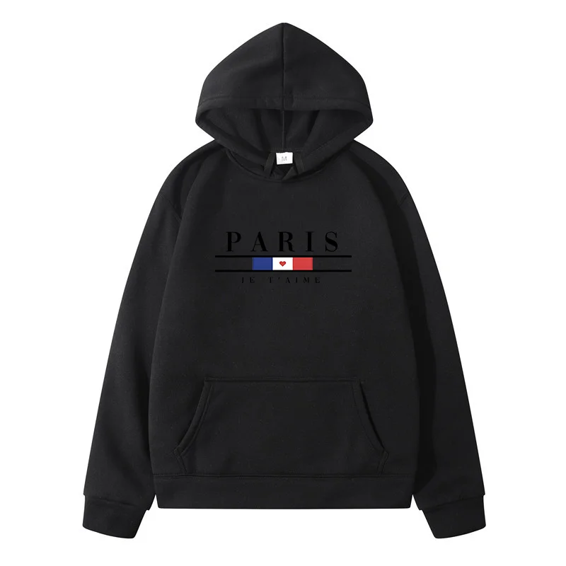 PARIS Hip Hop Sweatshirts Autumn Warm Fleece Clothing Street Casual Printed Female Hoodies Fashion Hoodie Oversize Loose New