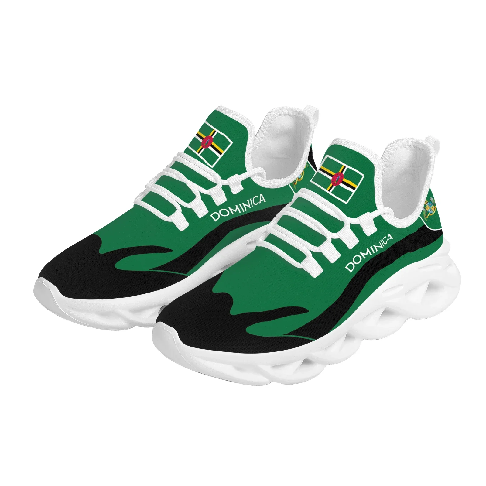 Dominica Flag Designer Sneaker For Women Flag Print Comfortable Platform Sports Shoes White Sole Knitted Blade Shoes