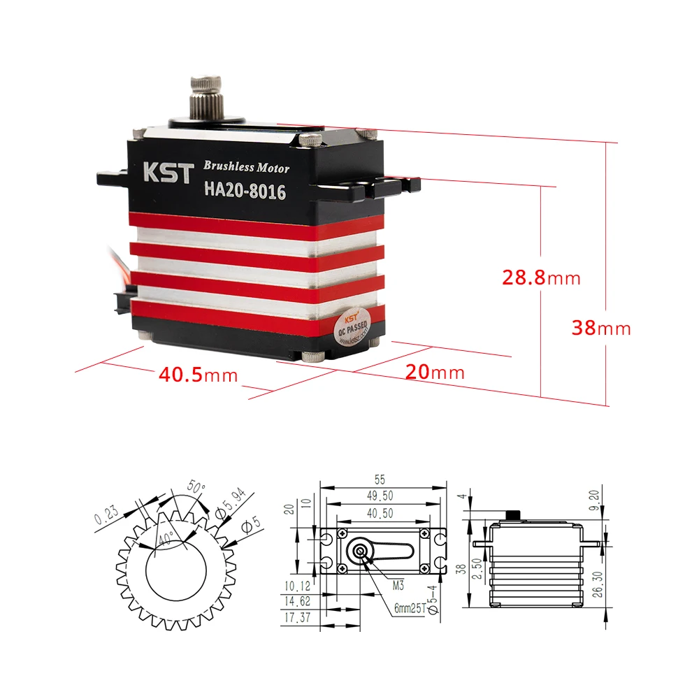 KST HA20-8016 85Kgf.cm 0.15sec/60° Extreme High Torque Brushless Standard Servo  For Large Scale RC Planes
