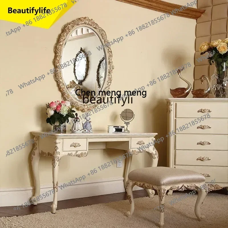 

P178 Винтажный туалетный столик цвета слоновой кости, европейский стиль, столик для макияжа, домашний дизайн, роскошный туалетный столик