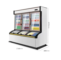 Commercial Refrigerator, Three Door Vertical Freezer,  Ice Cream Beverage Combination Display Cabinet, Energy Saving Fast