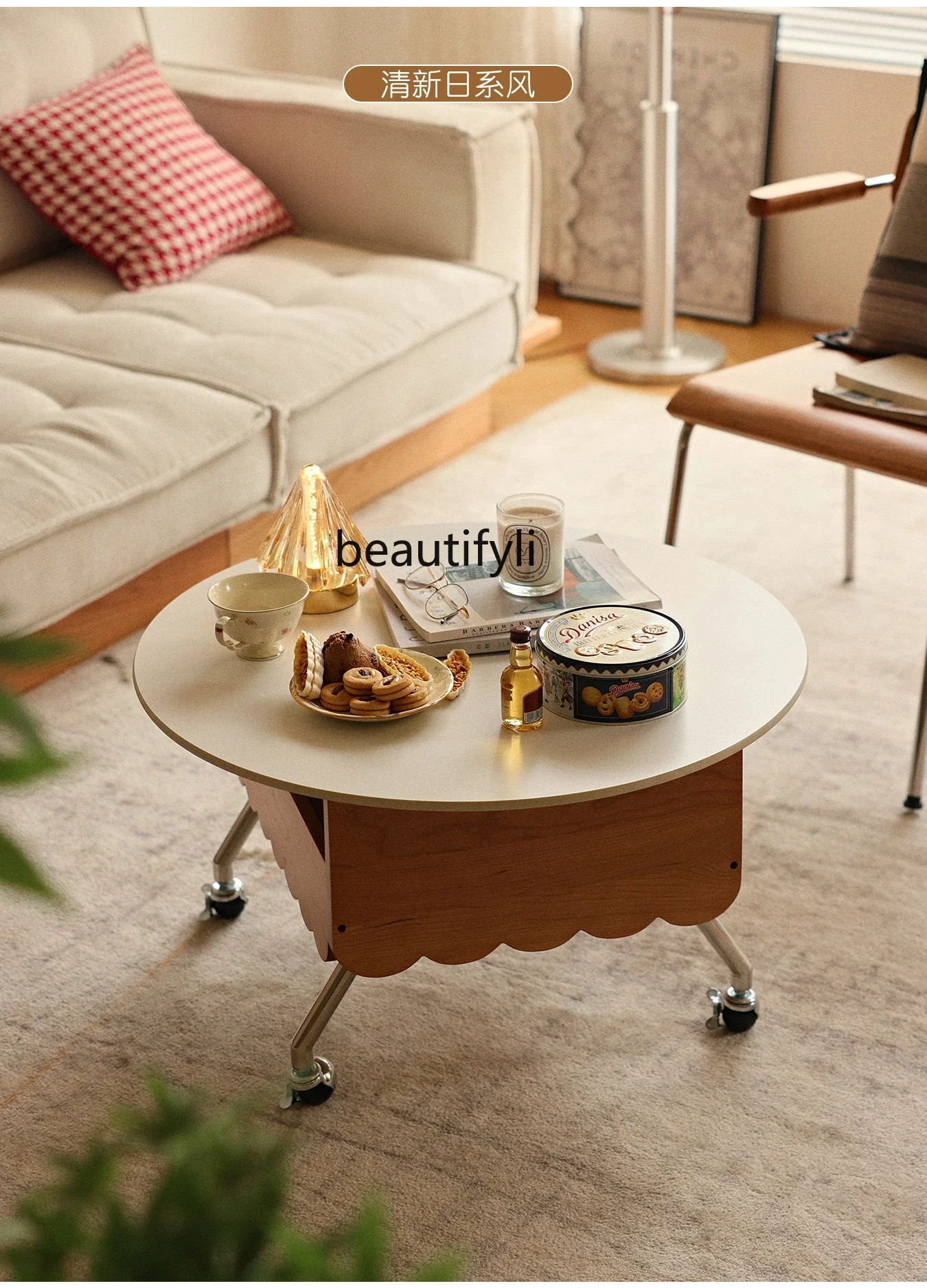 A13 القرون الوسطى الخشب الصلب بلاطة الصخور رفع طاولة القهوة غرفة المعيشة طاولة الشاي متعددة الوظائف الجانب المحمول طاولة مستديرة #4