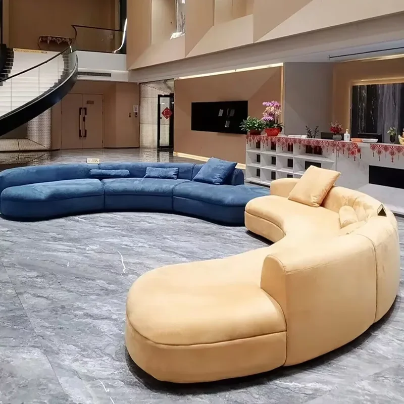 Italian light luxury moon sofa blue minimalist reception special-shaped corner arc three-person combination