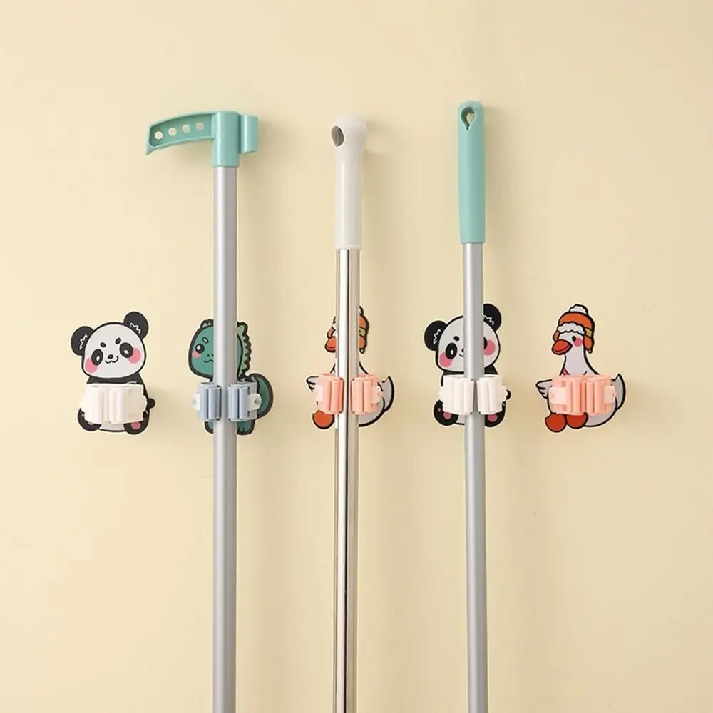 

Multi-purpose Self-adhesive Cartoon Mop Clip Wall-mounted Decorative Wall Mop Holder Cute Seamless Broom Hanger Kitchen