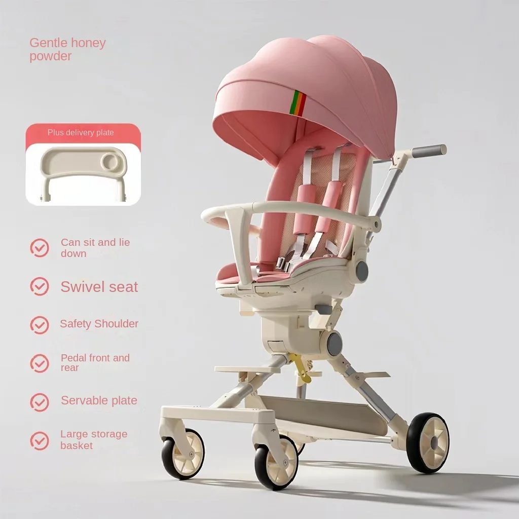 Four Wheel Stroller Newborn Baby High Landscape Lightweight Folding Stroller Two-way Swivel Seat Adjustable Baby Stroller