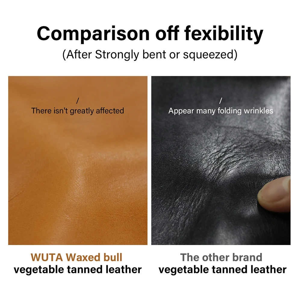 WUTA 3 أقدام مربعة غير منتظمة ملونة من جلد البقر المدبوغ بالخضراوات قطعة من الجلد الطبيعي المشمع بالحبوب الكاملة