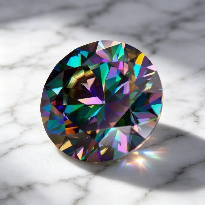 Moissanite Stone Round Shape Rainbow Green Lab Grown Gemstone for DIY Charms Jewelry Making Pass Diamond Tester with Certificate 3