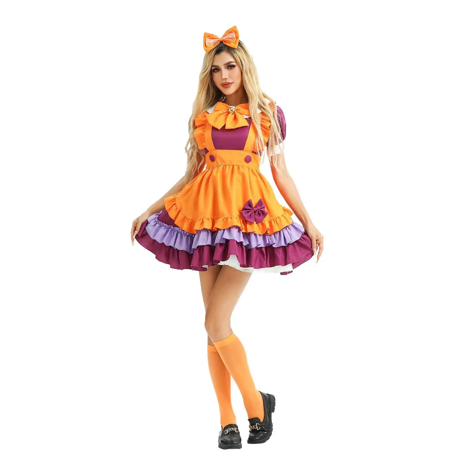 

Halloween Pumpkin Embroidery Maid Costume Women's Style Fall Season Chinese Manufacturer No Brand Registered Trademark