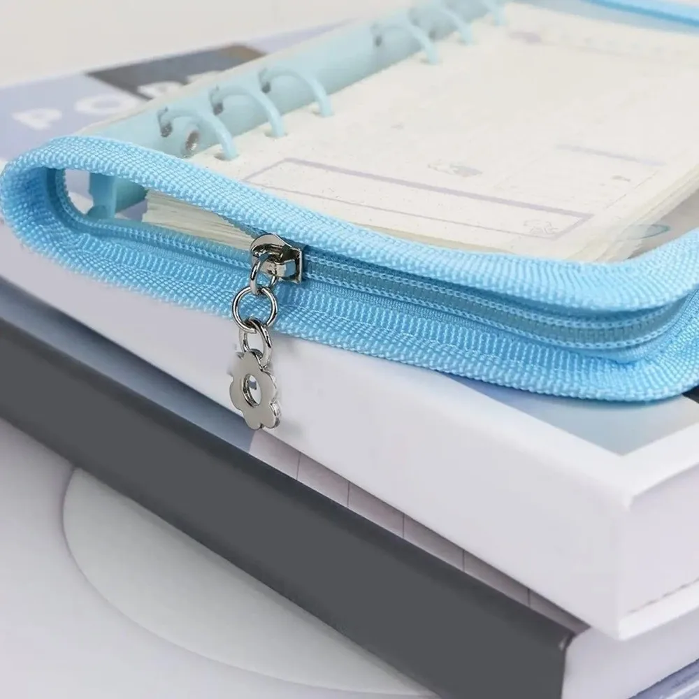 Sparkle Powder A5 Loose Leaf Binder Refillable Ring Binder Zipper Binder Notebook Transparent Design Journal Dairy Organizer