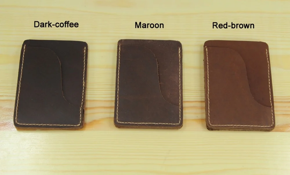 Leather Handmade Genuine Credit Card Holder ID men Business holder Coin Bag women Purse small wallet