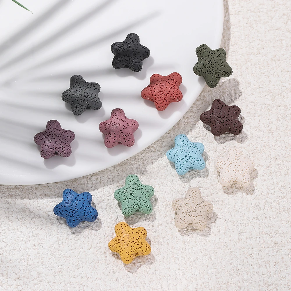 

1Pcs Natural Stone Volcanic Rock Five-pointed Star Shape Cross Hole Beads for Jewelry Making DIY Bracelet Necklace Accessories