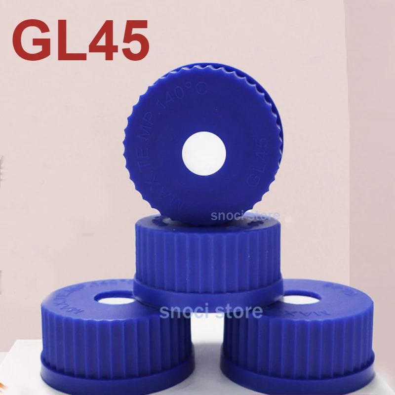 GL45 Screw Cap with 16mm Diameter PTFE membrane for gas filtration ,Blue Liquid Media Cap with Sealing Ring for Lab Media Bottle