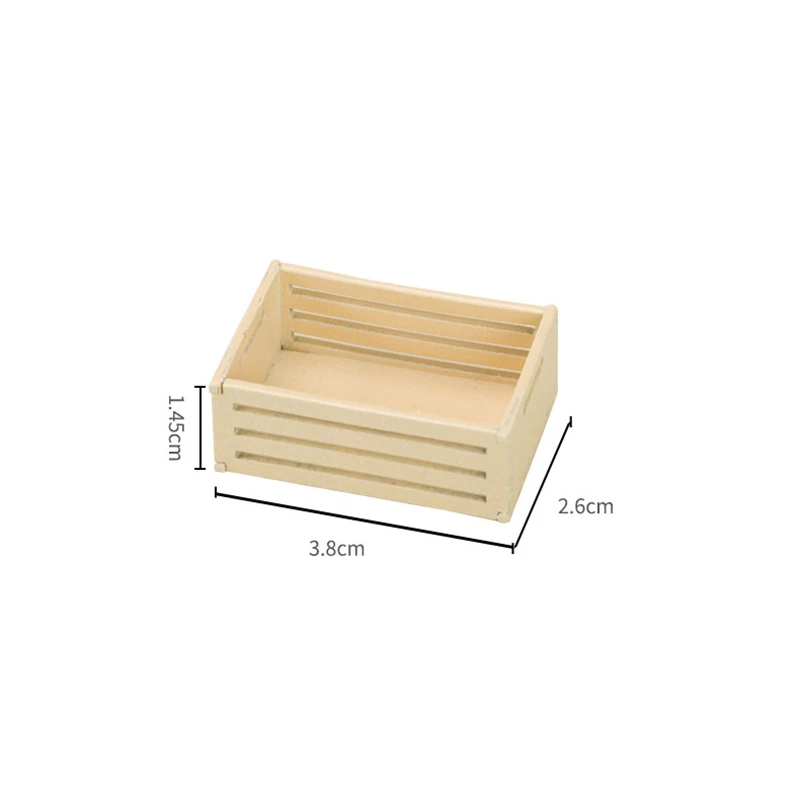 Mini cesta de almacenamiento de madera para casa de muñecas, mueble en miniatura, caja de frutas vegetales, modelo de casa de muñecas, accesorios de decoración del hogar, 1:12