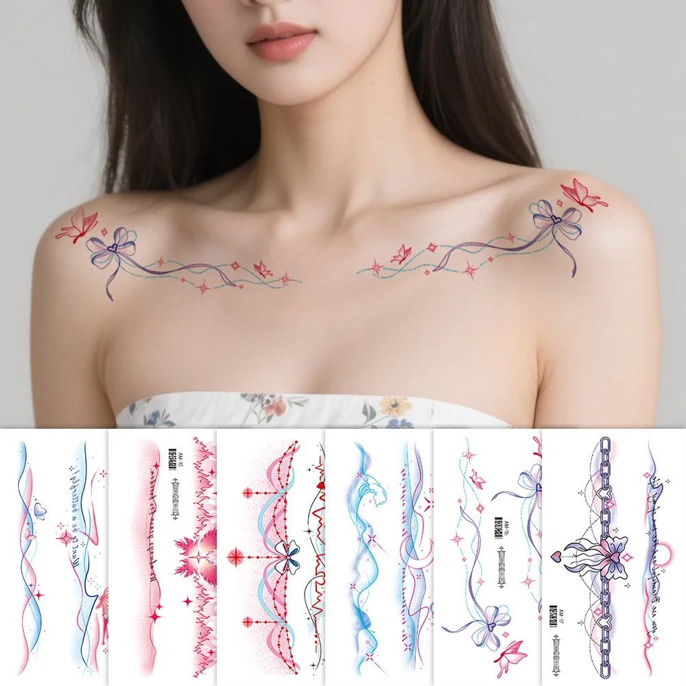 

Sunset,Mountains and Sea Personality Cute Colorful Girl Temporary Tattoo, Long-lasting Chinese Style Spring Mountain Arm Sticker