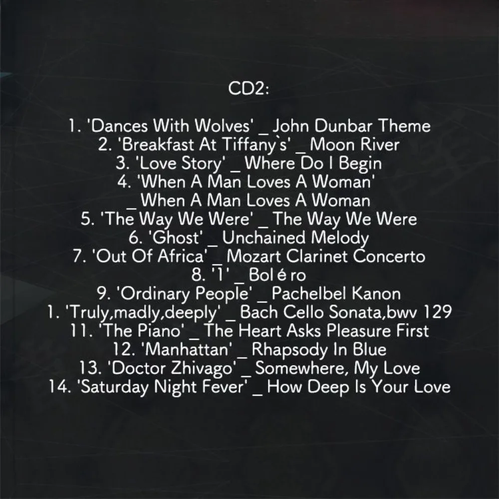 أغاني فيلم كلاسيكي لموضوع الحب 2CD - كبار السن الإنجليزية الغربية الخالدة - مثالية للاستماع والاسترخاء في السيارة