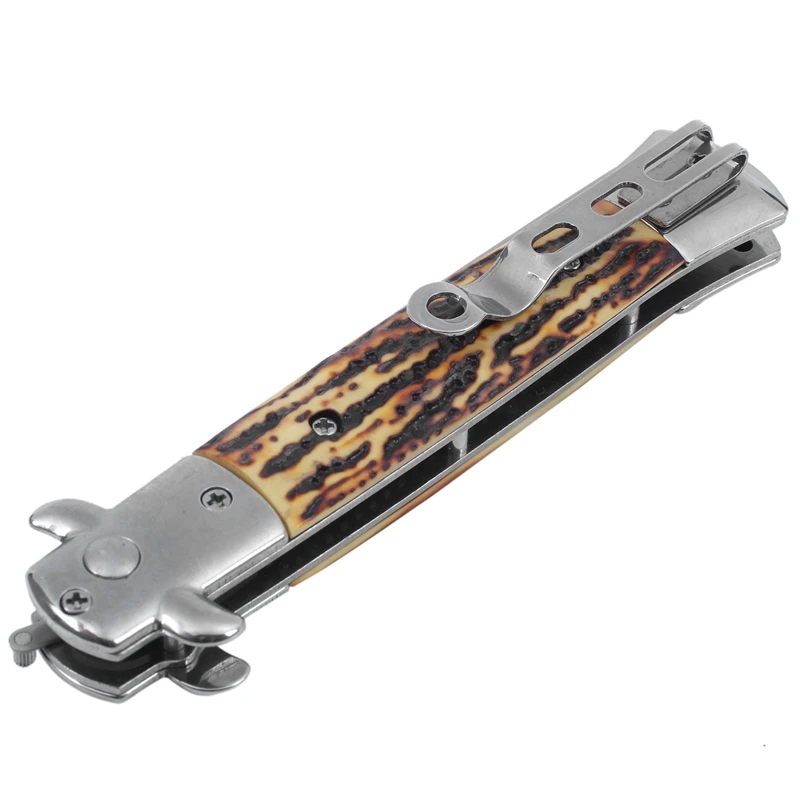 Peine automático de acero inoxidable para hombre, 1 piezas, cuchillo plegable, accesorios para cortar el pelo, cuchillo de bolsillo