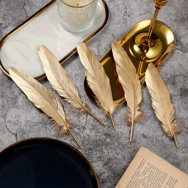 50 Pieces Natural Golden Goose Feathers Bulk 13-18cm, Soft Fluffy Plumes for Wedding Centerpiece Party Decor DIY Craft Supplies - view 2
