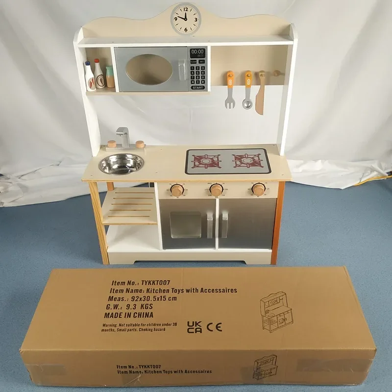 Spielküche, Holz-Kinderspielzeug-Küchen-Kochset, Kinder-Spielküche, Rollenspielset, Rollenspielset für Kleinkinder und Mädchen