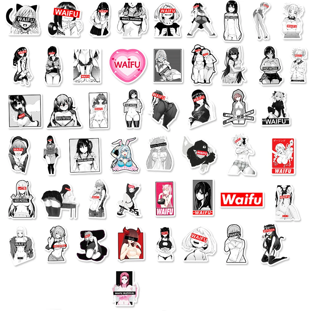 10/30/50PCS Sexy Waifu Girl Hentai Cartoon Graffiti Stickers Tablet Luggage Car Mobile Phone Decoration Stickers Wholesale