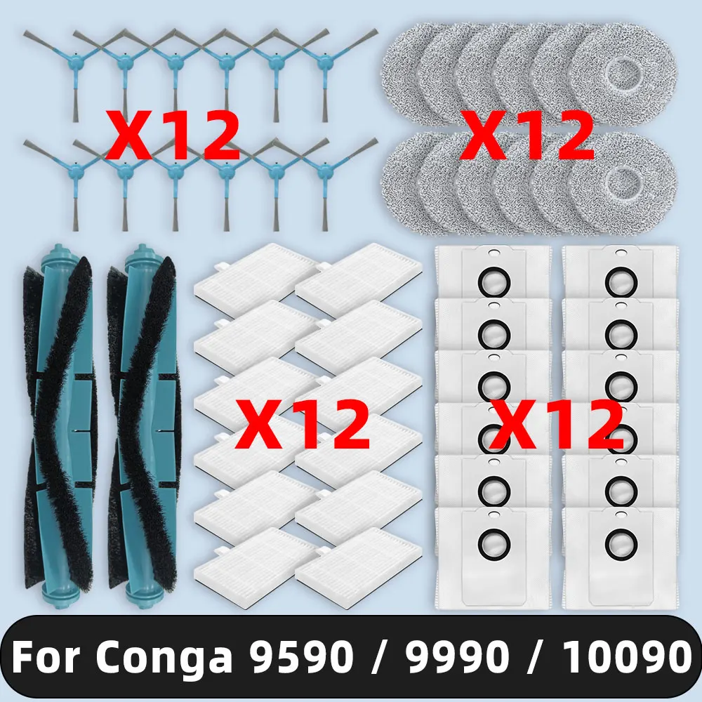 متوافق مع قطع غيار المنزل Cecotec Conga 9590 / 9990 / 10090 AI Spin Revolution Ultra Power Home فلتر أجزاء كيس الغبار فرشاة الجانب الرئيسي