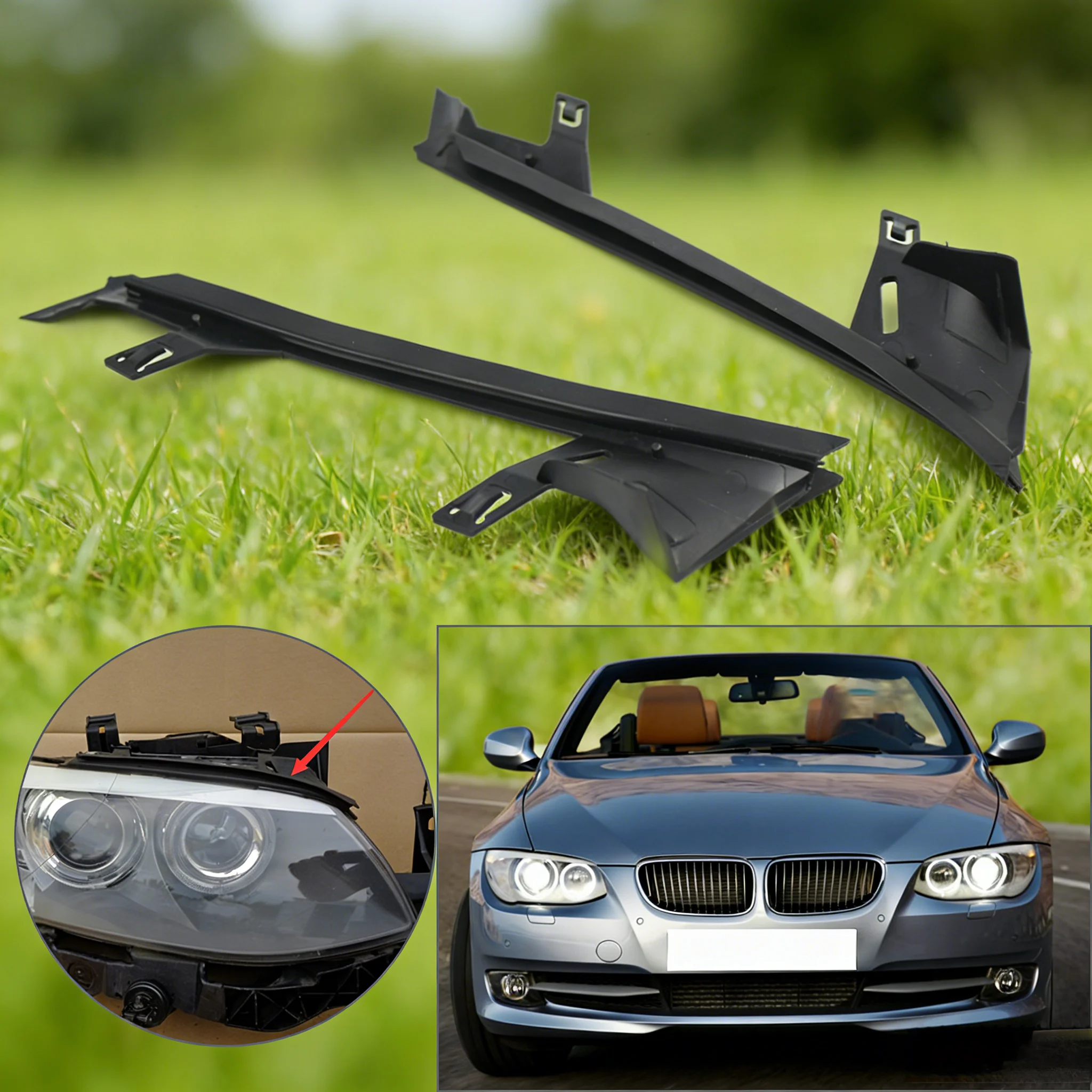 

2Pcs Car Headlight Sealing Gasket Seal Strip Rubber Left Right For BMW 3 Series E92 E93 2 Door LCI Models 2010-2013