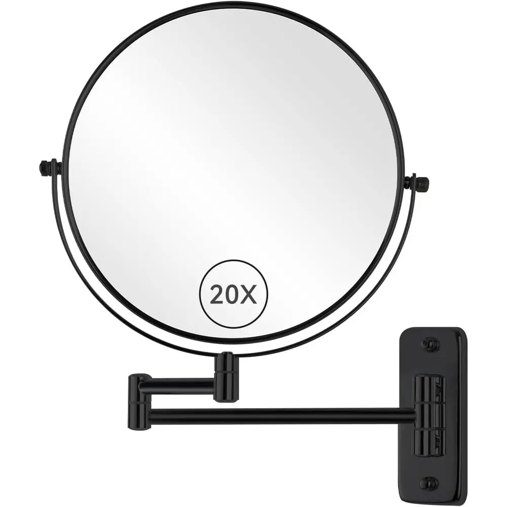

8” Wall Mount Makeup Mirror with 20X Strong Magniication, Double Sided Shaving Mirror Wall Mounted or Bathroom, 360°Swivel Exble