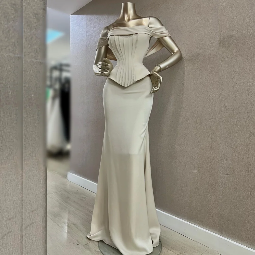 

Customized Jersey Temperament Mermaid Off the Shoulder Long Dresses Bespoke Occasion Simple Elegant Party Gown Wedding Guest