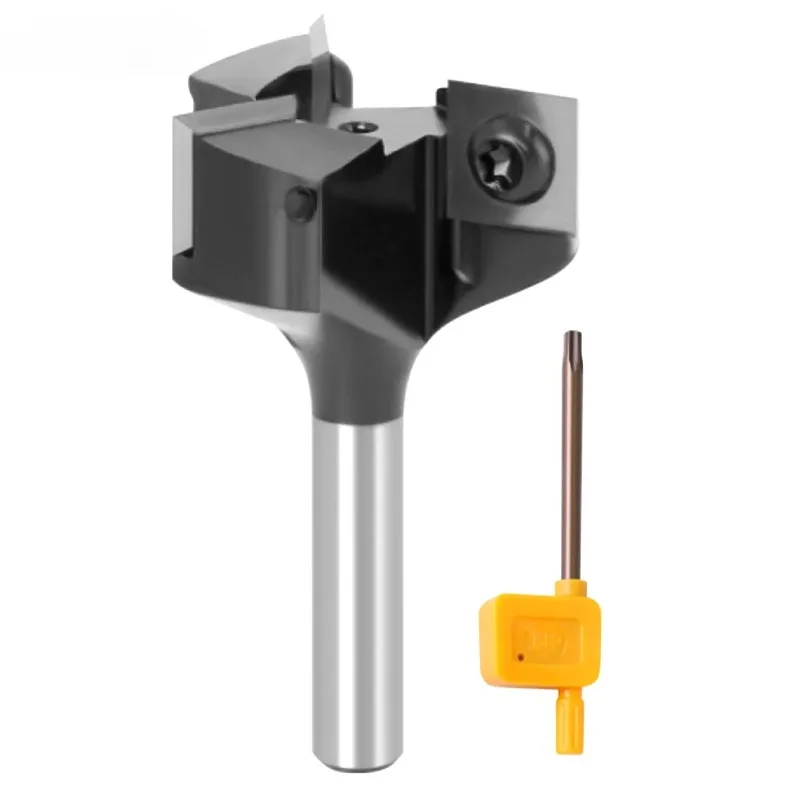 Fraise simple CNC Spoilboard Surface et Rabbeting Router Bits, raboteuse de Surface 3 Couteau à insérer indexable - Tige 1/2"