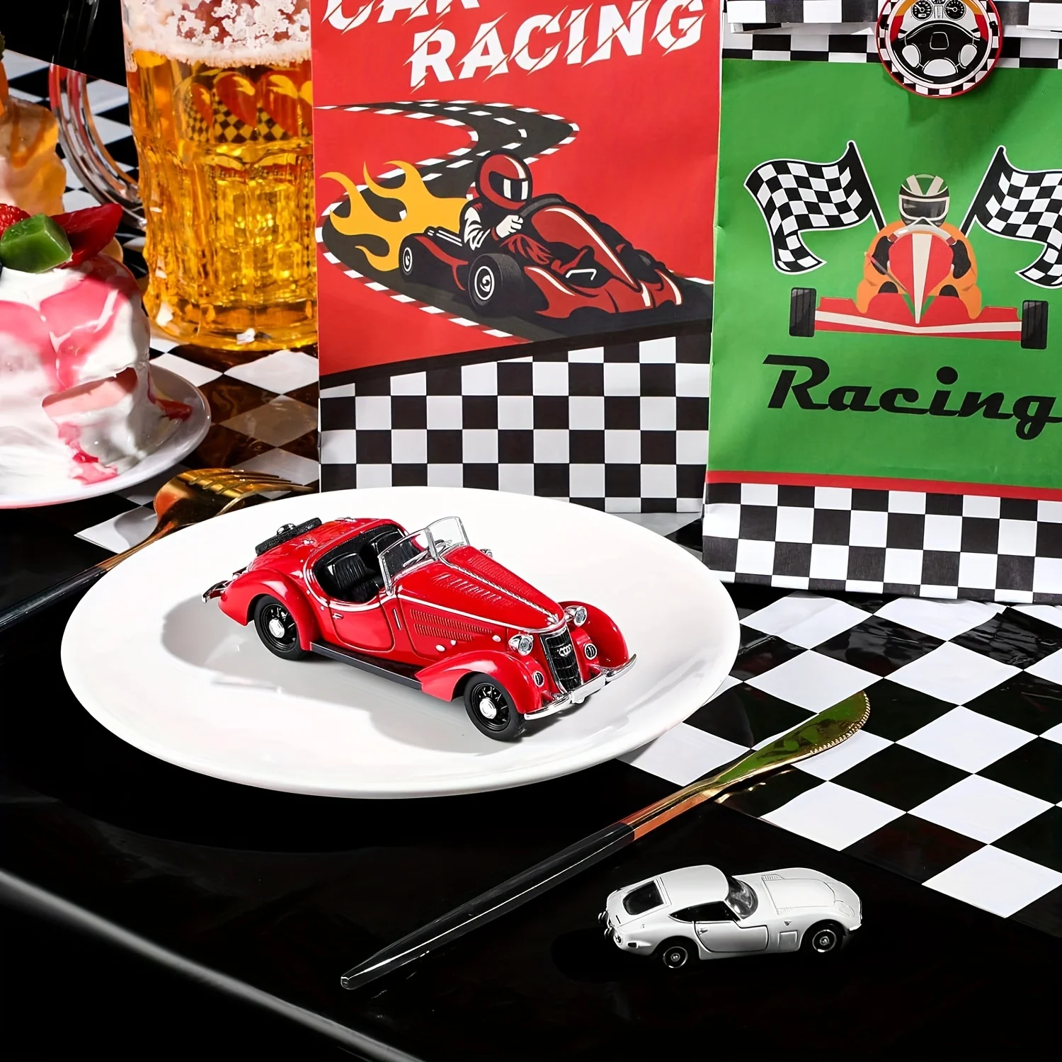 1pc Car Birthday Party Supplies, Racing Party Decorations, Road Tablecloth, Racetrack Table Runner, Table Covers For Car Theme