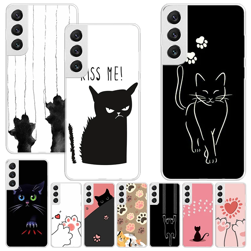 Cat Footprint Funny Paw Cute Print Soft Case for Samsung Galaxy S24 S23 S22 Ultra S21 S20 FE S10 Plus Phone Shell S9 S8 + S10E