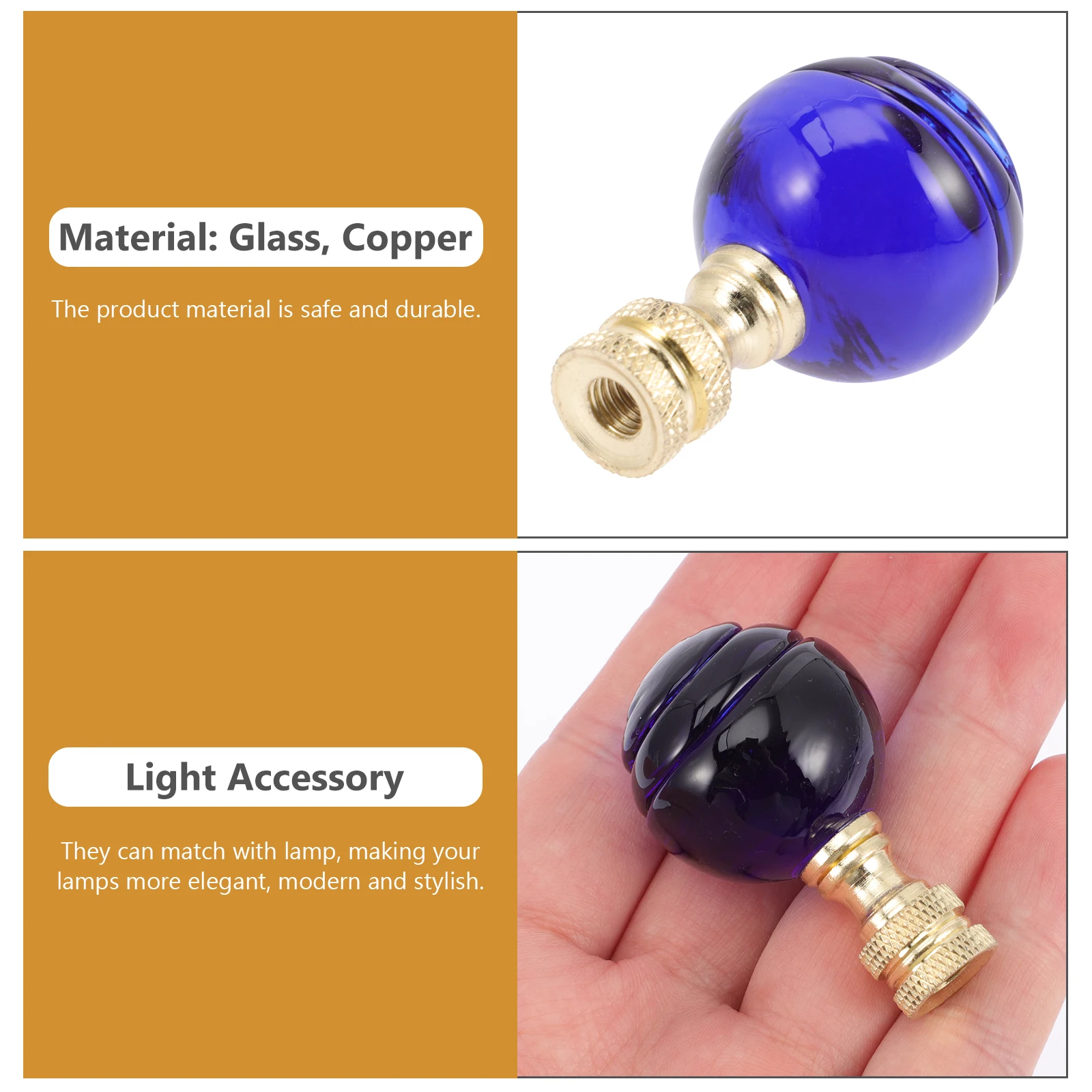 

Glass Copper Lampshade Finial Decorative Knob Elegant Modern Light Accessory Safe Durable Material Easy Install Bedroom Living