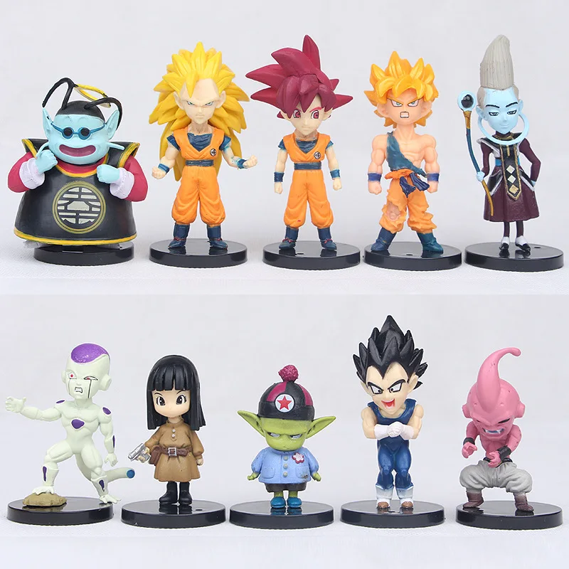 

10Set Anime Figures Son Goku Vegeta Broli Frieza Trunks Beerus Grand Priest Figurine PVC Action Model Toys Christmas Gift