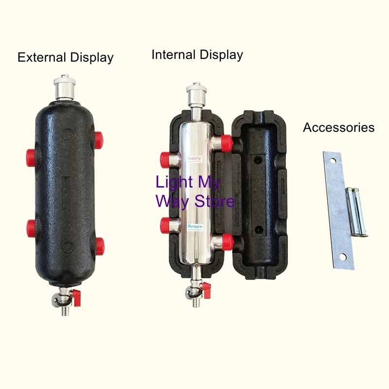 

Underfloor Heating Boiler Coupling Tank Stainless Steel Pressure Balancer 2.0mm Thick Mixing Tank Hydraulic Pressure Distributor