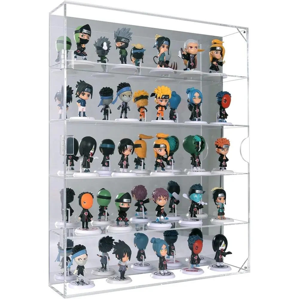 Acrylic Display Case with Mirrored Back, Display Cabinet or Mini unko igures, Dust-Proo Clear Wall Mounted or Desktop 5 Tiers St