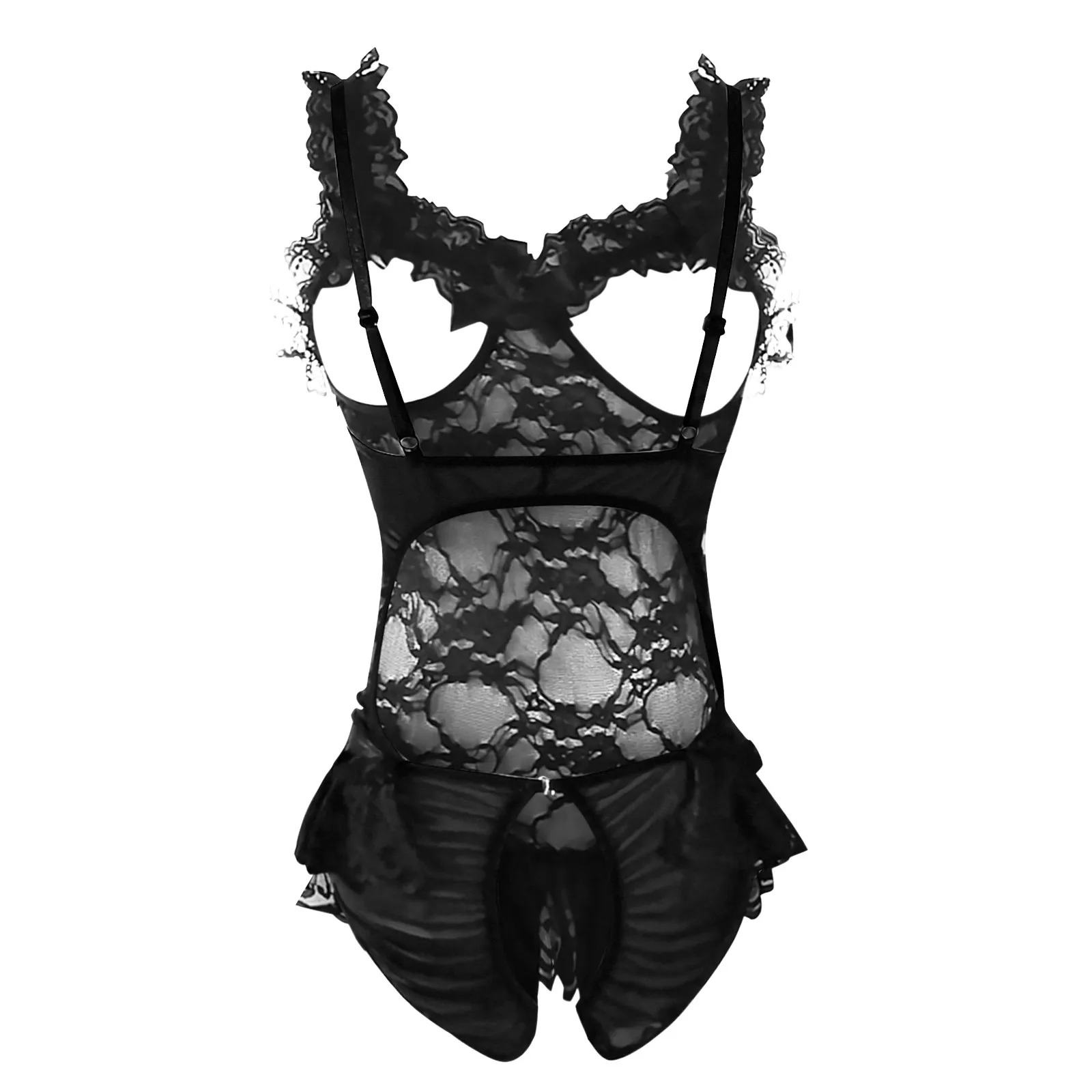 Lingerie For Women Lace Black Babydoll Sexy Mesh High Waisted Nightdress Exotic Sleepwear Female Underpants Intimates Lingerie