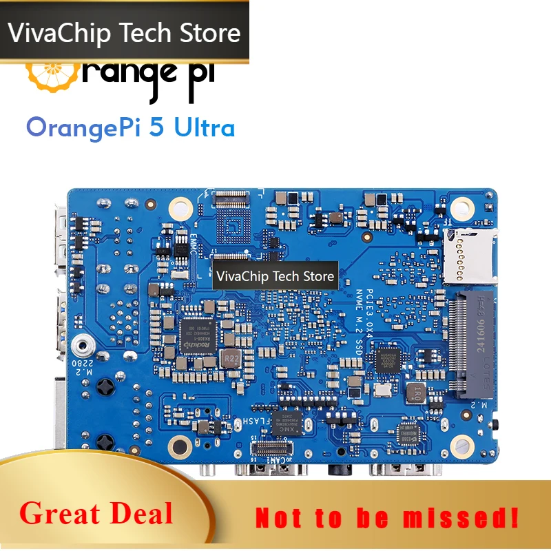 VivaChip TechOrange Pi 5 Ultra 16GB Single Board Computer Sets With 256GB EMMC Module And 5V5A Type-C Power Supply, 3ps Sets