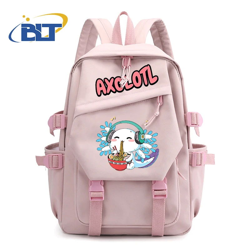 Simpatico zainetto per studenti stampato Axolotl zaino rosa per bambini borsa Casual regalo per bambini