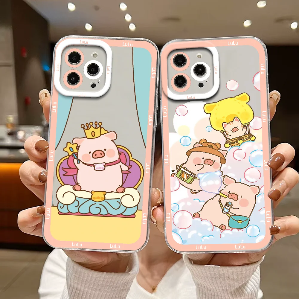 เคสโทรศัพท์ลายการ์ตูนลูลู่หมูน้อย สำหรับ iPhone 12 11 13 14 15 16 17 MINI Max Pro Plus ป้องกันการกระแทก ฝาหลังใสแบบนิ่ม