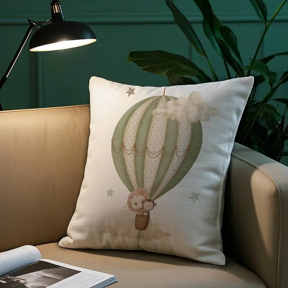 Hot Air Balloon Animal Pillow Case Short Plush Print Cushion Cover Square Throw Pillow Covers Sofa Home Decor
