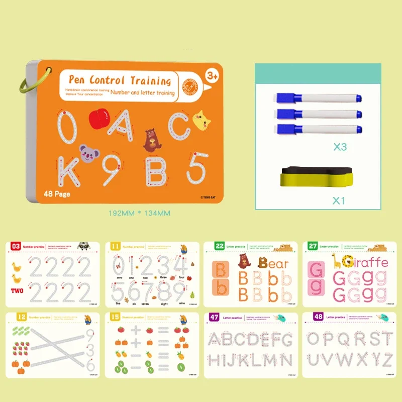 48 Page Magical Tracing Workbook Montessori Books Pen Control Training Early Education Exercise Book Reusable Calligraphy Books