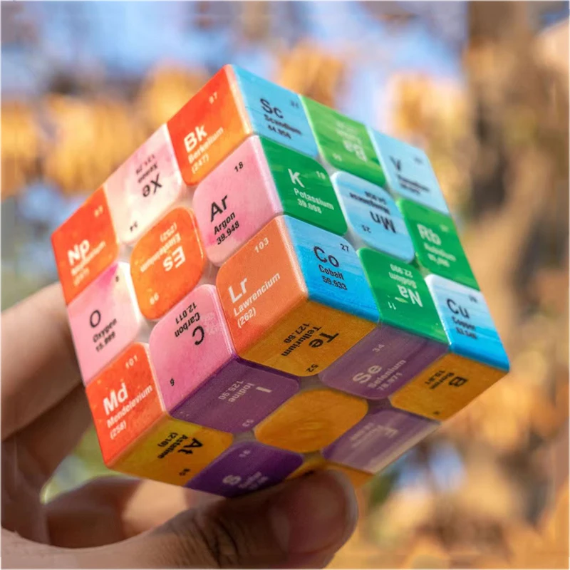 Periodensystem 3x3 Geschwindigkeitswürfel Puzzle Chemische pädagogische Lernressourcen Spielzeug für Kinder Jungen Mädchen Cubo Mágico Zauberwürfe