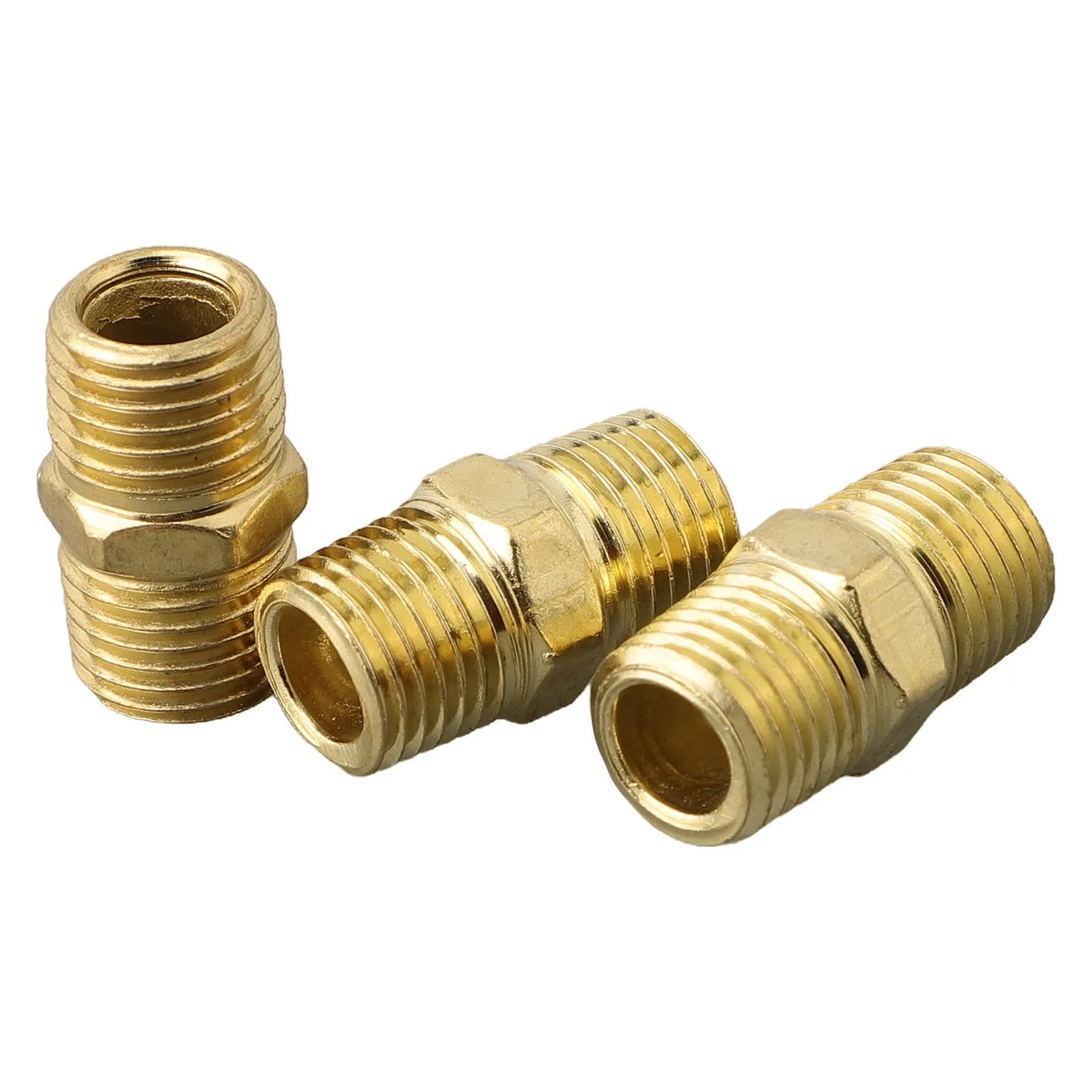 1 4inch Brass Pipe Adapter 27mm Male To Male Accessories Air Line Air Tool Compressor Connector Gold Tone Hex Nipple Hose